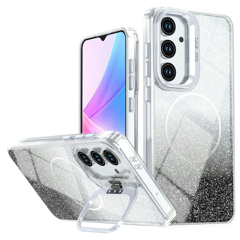 Samsung Galaxy S26 FE -suojakotelo, gradienttivärinen ja kimalteleva, telineellä