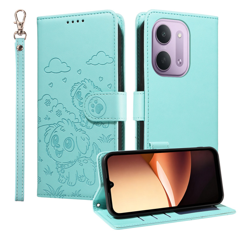 Xiaomi Redmi 17C 5G -suojakotelo, jossa on kaksi koiraa ja kantolenkki