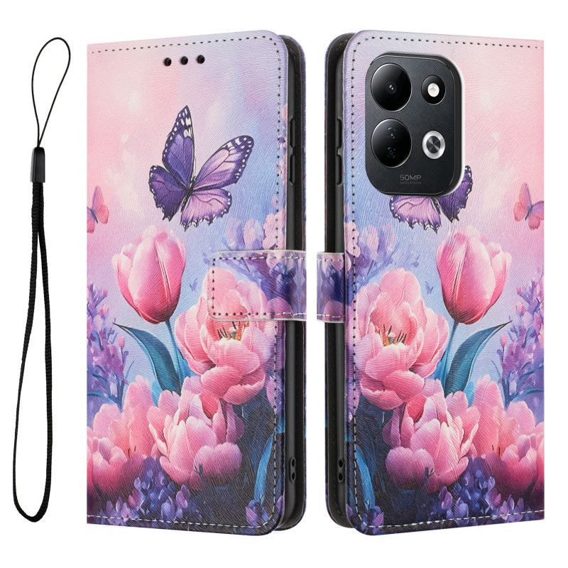 Xiaomi Redmi 17 5G / 4G -suojakotelo, tulppaanit ja perhonen