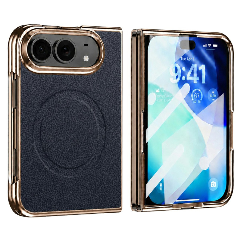 Coque iPhone Duo Magnétique Litchi avec Protection Écran
