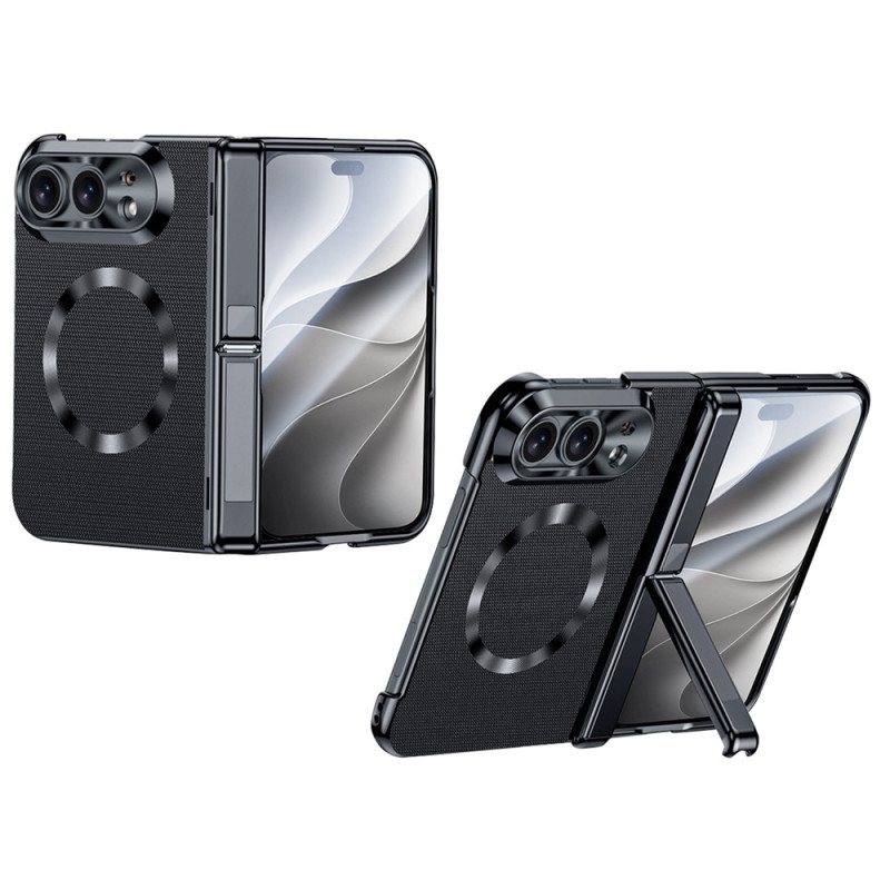 Magneettinen iPhone Duo -suojakuori, nahkamainen ulkonäkö ja saranoitu teline
