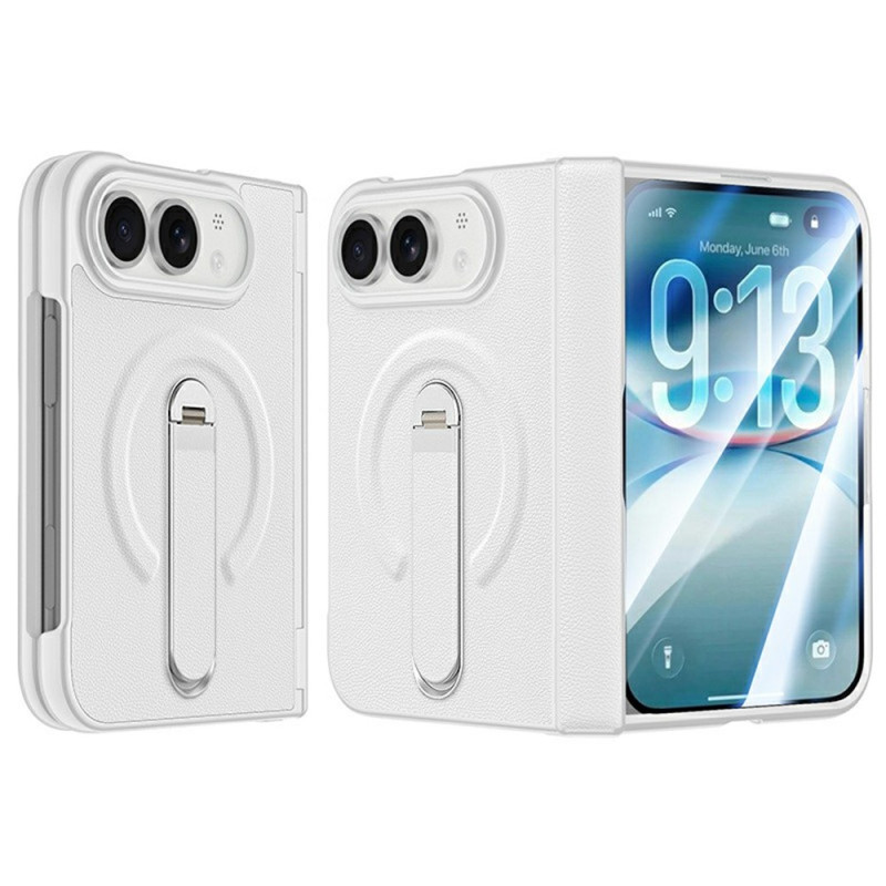 Magneettinen iPhone Duo -suojakotelo keinonahkaa, telineellä ja karkaistulla lasilla