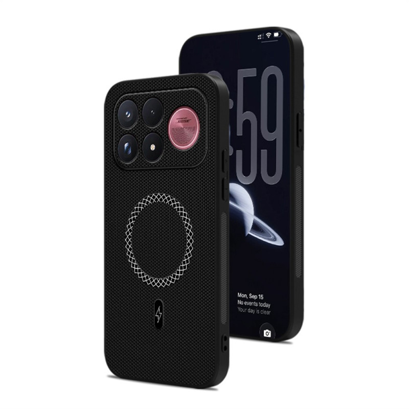 Coque Poco F9 Ultra Fine Texture Triangle avec Plaque Métallique