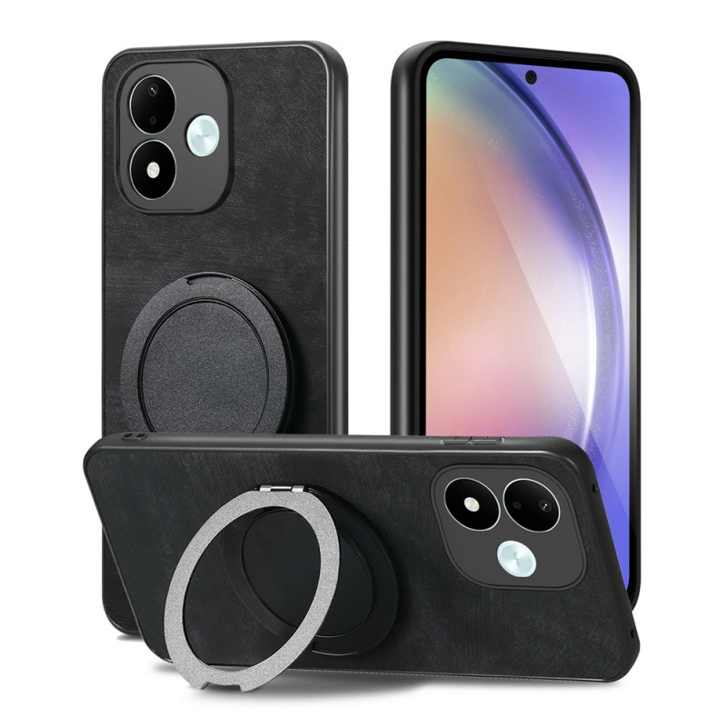 Coque Xiaomi Redmi Note 17 5G / 4G Effet Cuir avec Anneau-Support