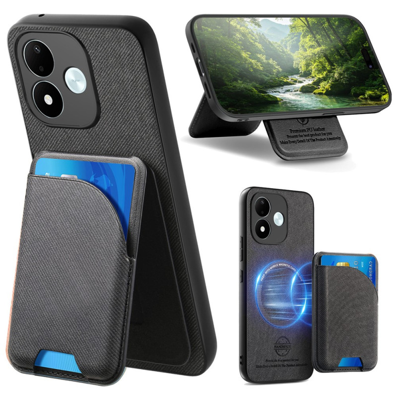 Coque Xiaomi Redmi Note 17 5G / 4G Texture Tissu avec Porte-Cartes Magnétique
