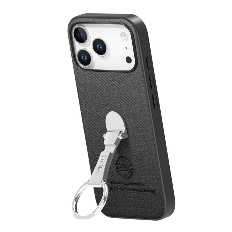 iPhone 18 Pro / 17 Pro -suojakotelo, twill-kuvioinen, taitettavalla kiinnitysrenkaalla