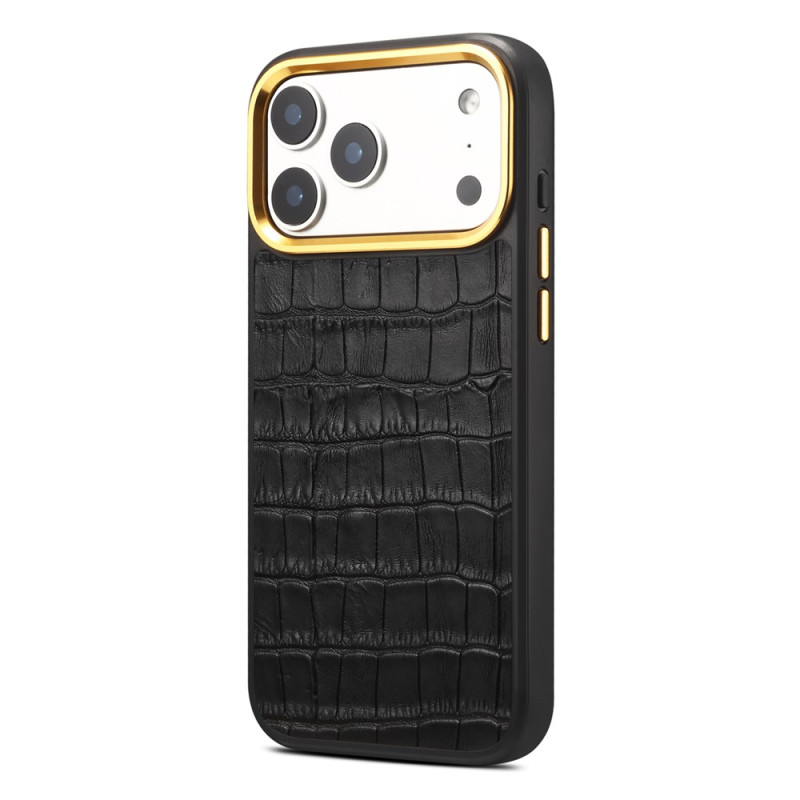iPhone 18 Pro / 17 Pro -suojakotelo, magneettinen, krokotiilikuviollinen nahka