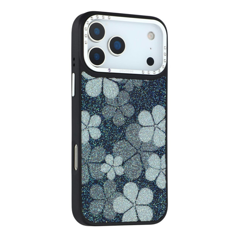 iPhone 18 Pro Max / 17 Pro Max -suojakotelo, magneettinen, kukkakuvioinen ja strassikivillä koristeltu