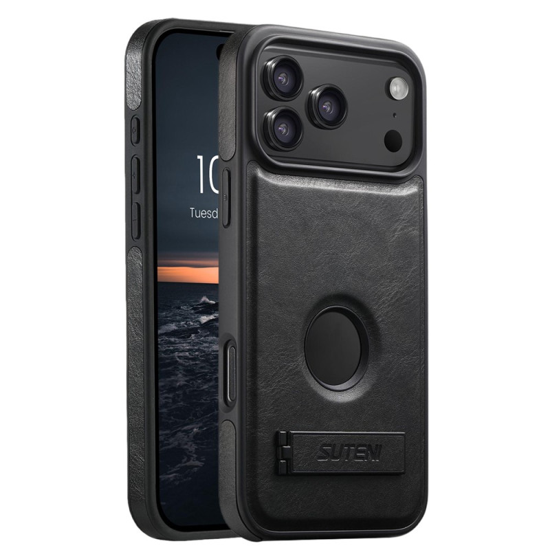iPhone 18 Pro Max / 17 Pro Max -suojakotelo, magneettinen, nahkamainen ulkonäkö, telineellä