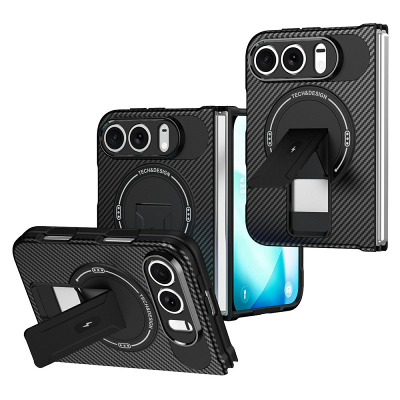 Magneettinen iPhone Duo -kuori, hiilikuitu-ilme, telineellä