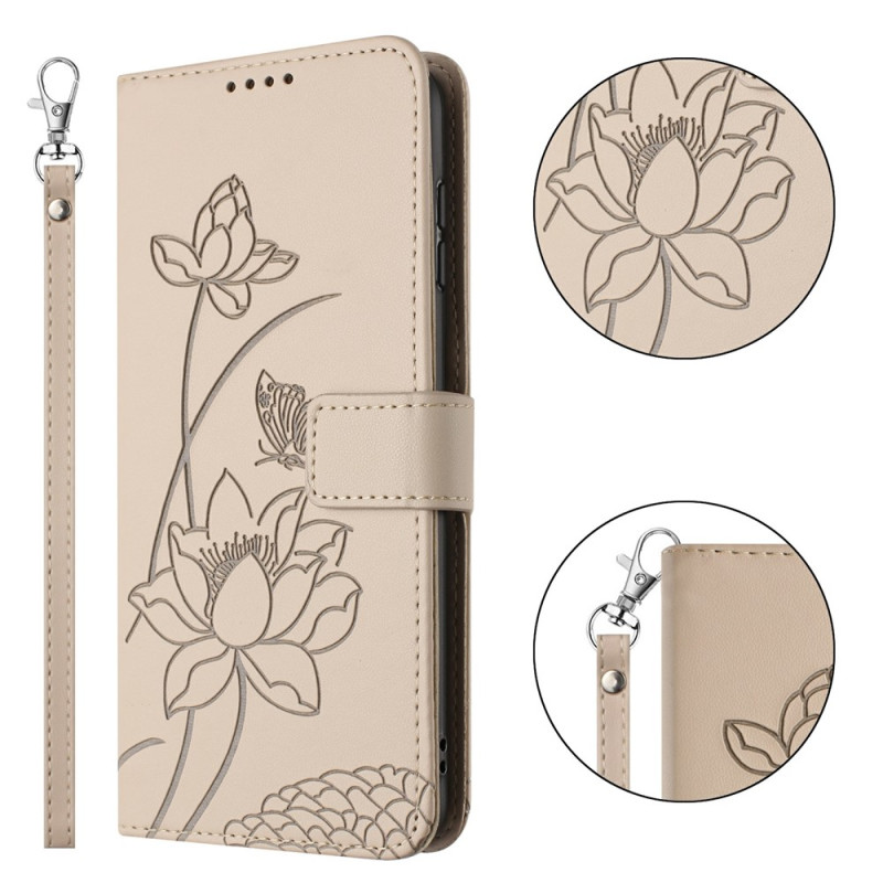 Poco C95 Pro -suojakotelo, Lotus-kuvio, hihnalla