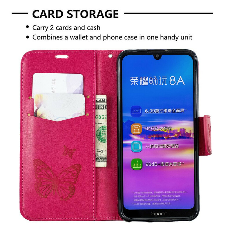 Kansi Huawei Y6 2019 Perhoset ja vino läppä