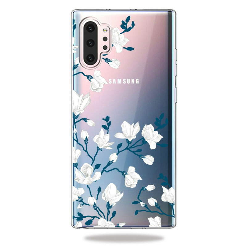 Samsung Galaxy Note 10 Plus Kotelo Valkoiset kukat