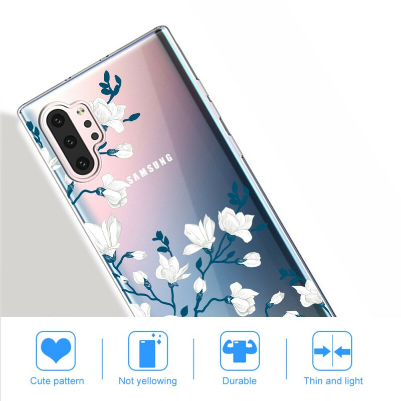 Samsung Galaxy Note 10 Plus Kotelo Valkoiset kukat