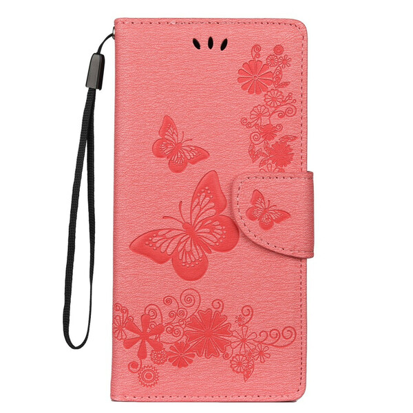 Samsung Galaxy Note 10 Plus Suojakuori
 Perhosja
 ja kukkakuvioituies kantolenkki
lla
