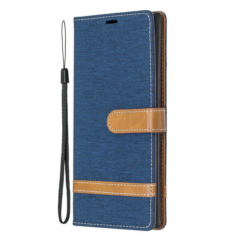 Samsung Galaxy Note 10 Plus Kangas ja nahka Effect Case hihnalla