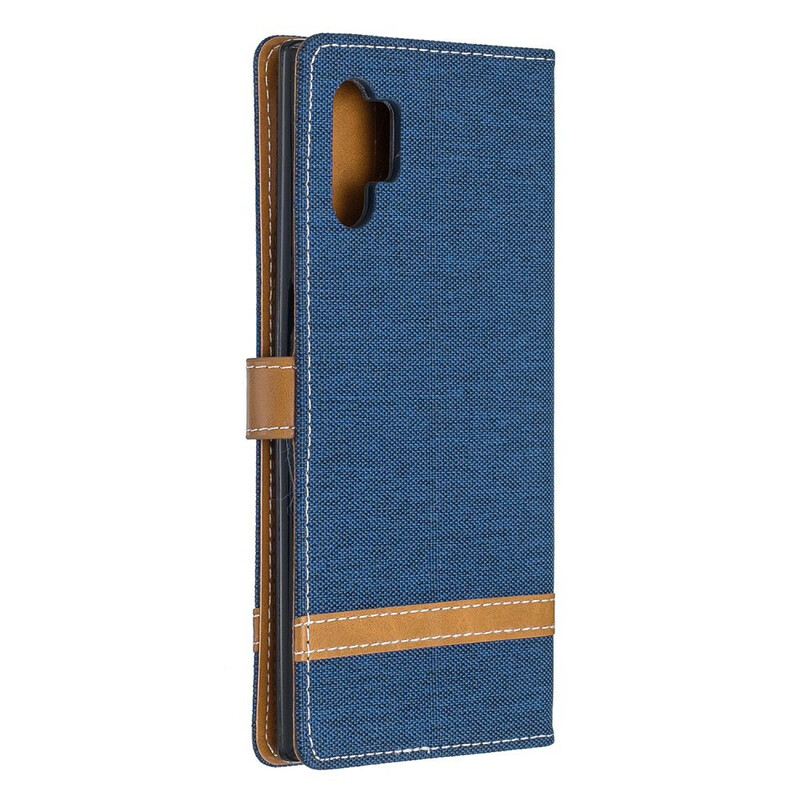 Samsung Galaxy Note 10 Plus Kangas ja nahka Effect Case hihnalla