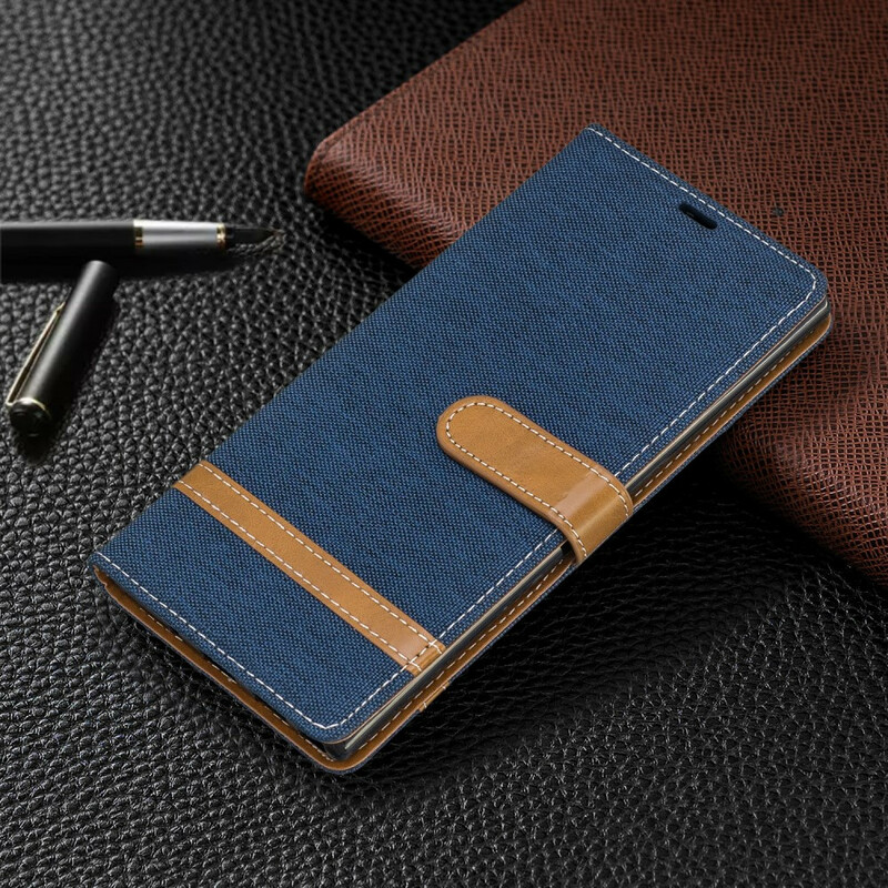 Samsung Galaxy Note 10 Plus Kangas ja nahka Effect Case hihnalla