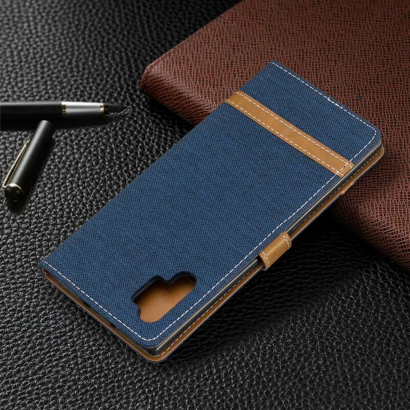 Samsung Galaxy Note 10 Plus Kangas ja nahka Effect Case hihnalla