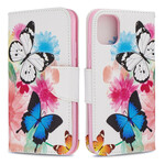Suojus iPhone 11R:lle Maalattu perhosia ja kukkia