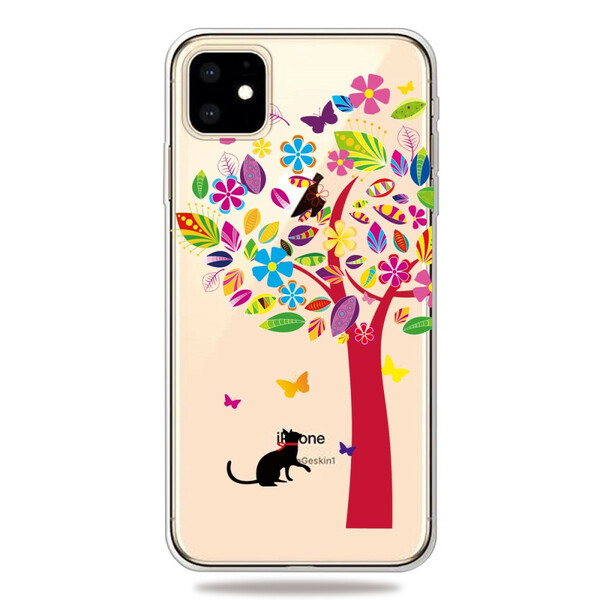 Kotelo iPhone 11 Kissa puun alla värikäs