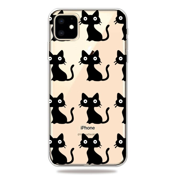 iPhone 11 kotelo useita mustia kissoja