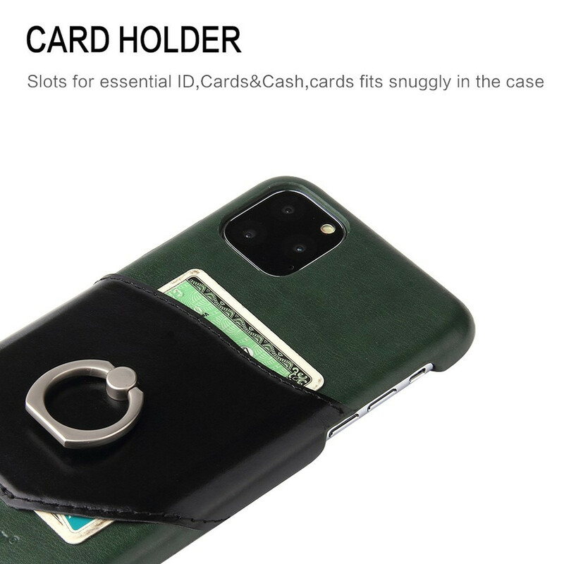 Kotelo iPhone 11 Pro Max korttikotelo ja sormuksen pidike Fierre Shann