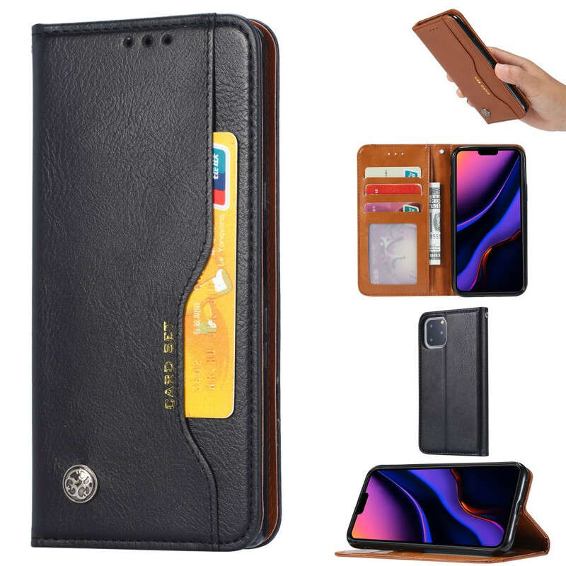 Flip Cover iPhone 11 Pro Max keinonahkainen korttikotelo