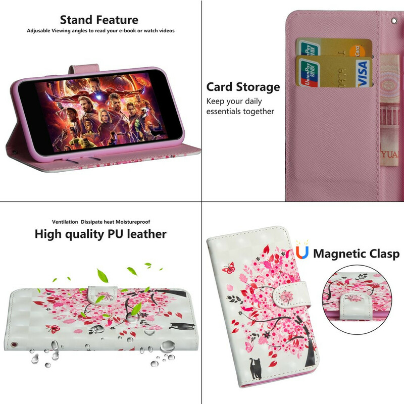 Xiaomi Redmi Note 8 Pro Case Tree vaaleanpunainen