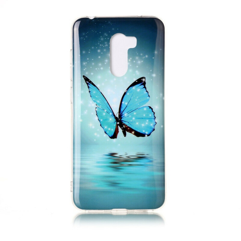 Xiaomi Pocophone F1 Butterfly Case Sininen fluoresoiva