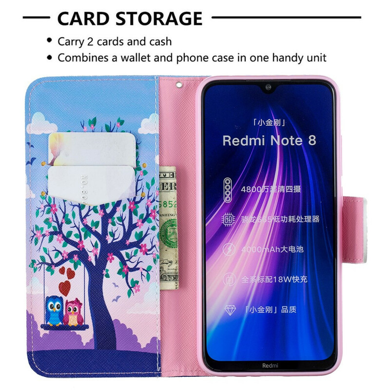 Xiaomi Redmi Note 8 kansi Pöllöt keinussa