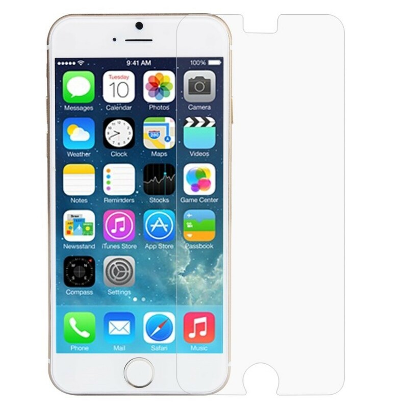 Läpinäkyvä karkaistua lasia suojaa iPhone 6 Plus/6S Plus -puhelimelle.