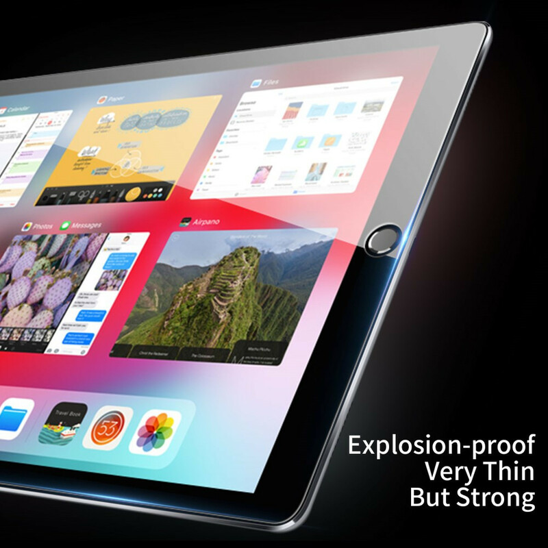 Karkaistua lasia oleva näytönsuoja (0,3 mm) iPad 10,2" (2019) -laitteelle.