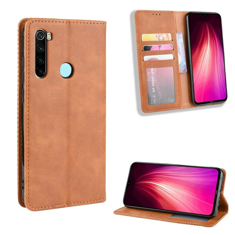 Flip Cover Xiaomi Redmi Note 8T vintage nahka vaikutus tyylikäs
