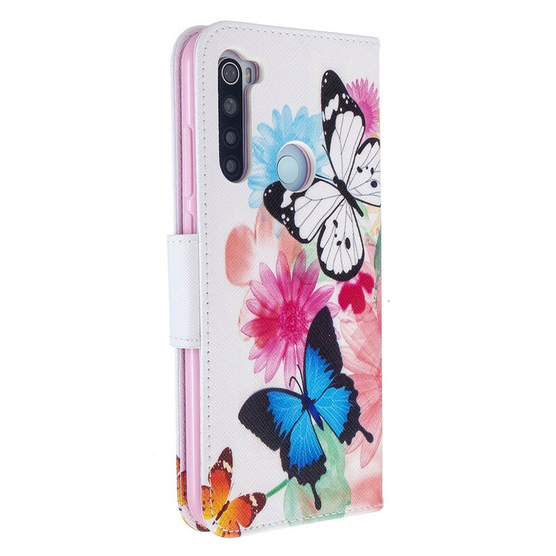 Xiaomi Redmi Note 8T Case maalattu perhosia ja kukkia