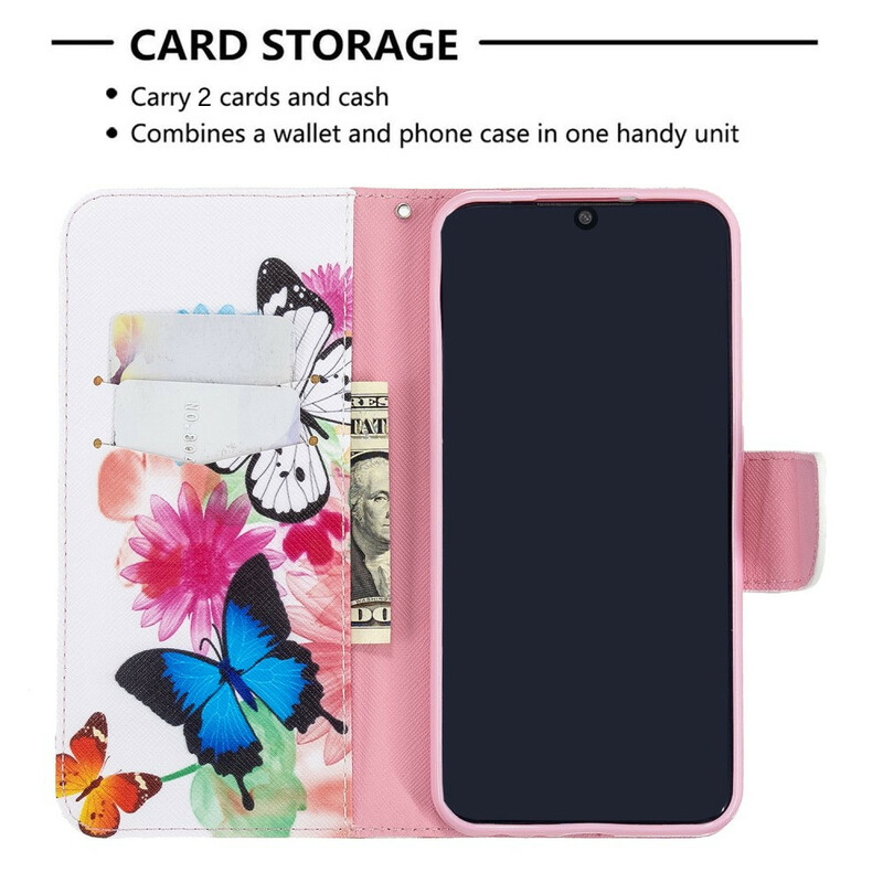 Xiaomi Redmi Note 8T Case maalattu perhosia ja kukkia