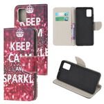 Samsung Galaxy A51 Case Keep Calm ja Sparkle