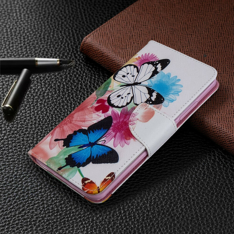 Xiaomi Mi Note 10 Case maalattu perhosia ja kukkia