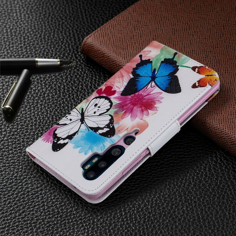 Xiaomi Mi Note 10 Case maalattu perhosia ja kukkia