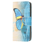 Samsung Galaxy A51 Butterfly Case sininen ja keltainen