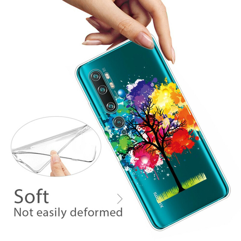 Xaiomi Mi Note 10 läpinäkyvä akvarelli puu tapauksessa