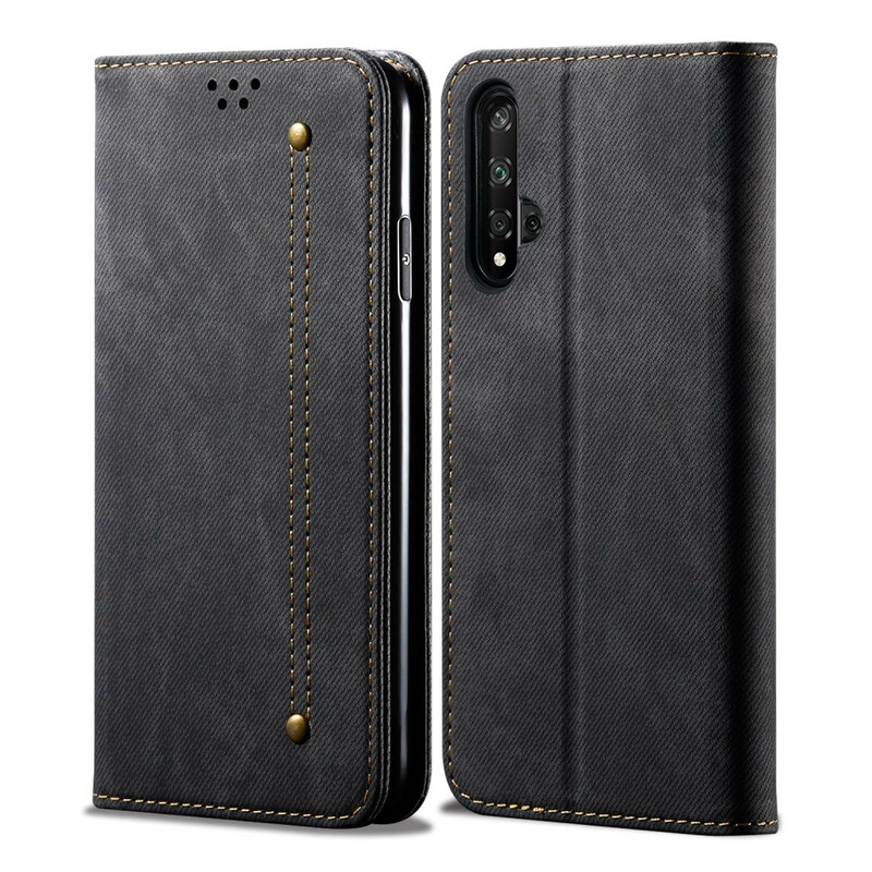 Flip Cover Honor 20 / Huawei Nova 5T keinonahkainen farkku Tekstuuri