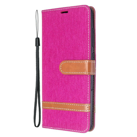 Samsung Galaxy A51 Kangas ja nahka Effect Case hihnalla