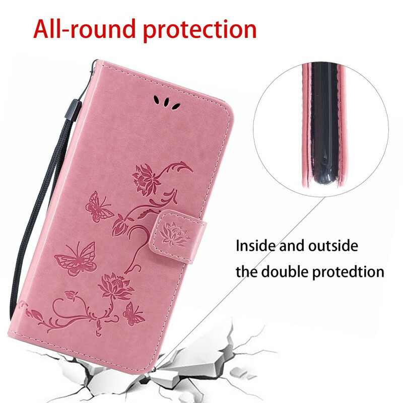 2019 Huawei P Smart Case Perhoset ja kukat hihnalla 2019 Huawei P Smart Case Perhoset ja kukat hihnalla