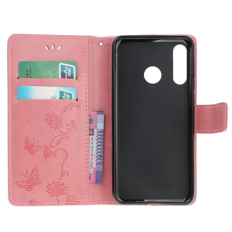 2019 Huawei P Smart Case Perhoset ja kukat hihnalla 2019 Huawei P Smart Case Perhoset ja kukat hihnalla