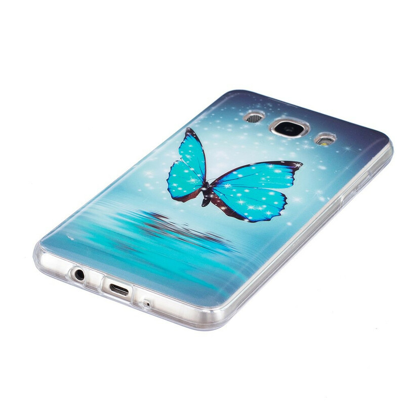 Samsung Galaxy J7 2016 Perhonen tapauksessa sininen fluoresoiva