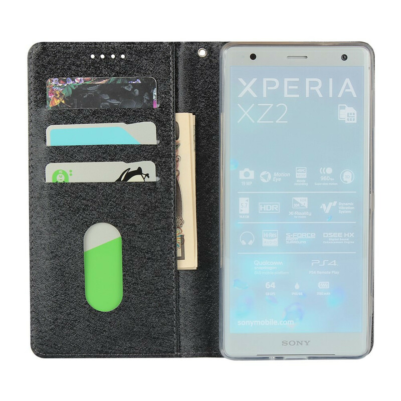 Flip Cover Sony Xperia XZ2 Style pehmeä nahka hihnalla varustettuna