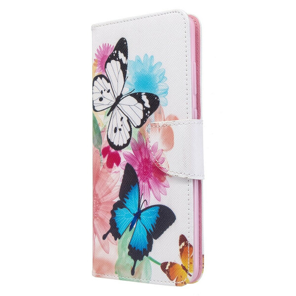 Samsung Galaxy S20 Plus tapauksessa maalattu perhosia ja kukkia