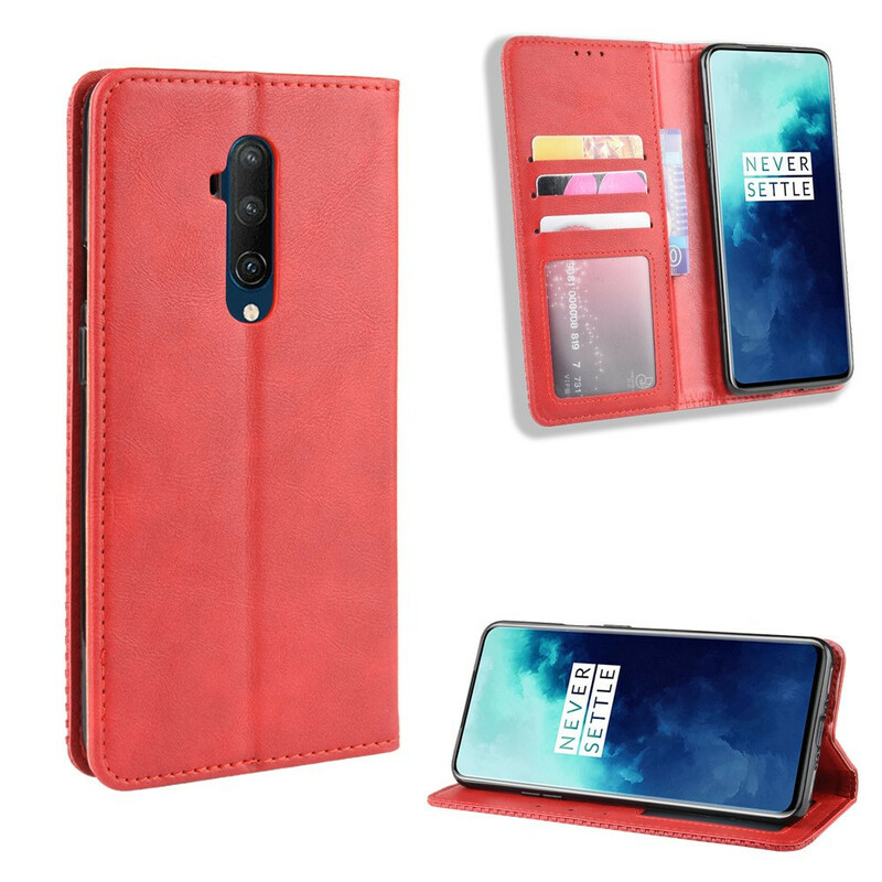  OnePlus 7T Pro Vintage Leather Effect Flip Cover -suojakansi
