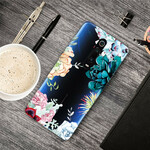 Xiaomi Mi 9T / Mi 9T Pro läpinäkyvä akvarelli kukka kotelo